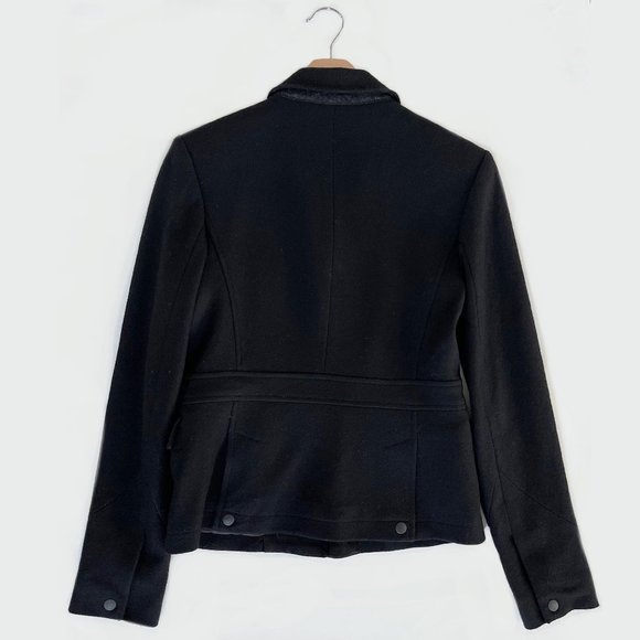 RAG & BONE Contrast Collar Wool Military Jacket in Black (Size 2) - Picture 3 of 11